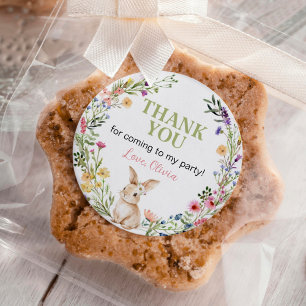 Cute Bunny Wildflower Girl Birthday Classic Round Sticker