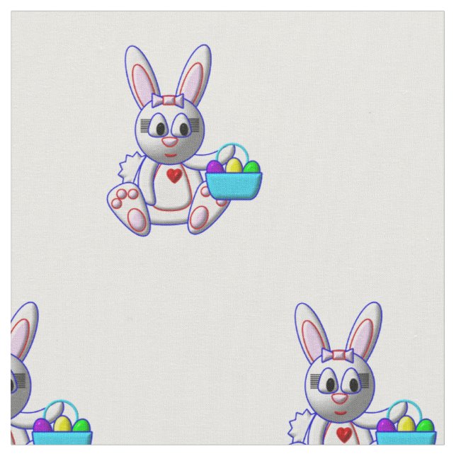 Cute Bunny with a Basket Fabric (Close Up)