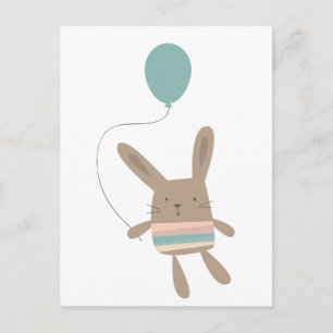 Cute Bunny with Balloon Postcard