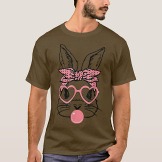 Cute Bunny With Bandana Heart Glasses Bubblegum Ea T-Shirt