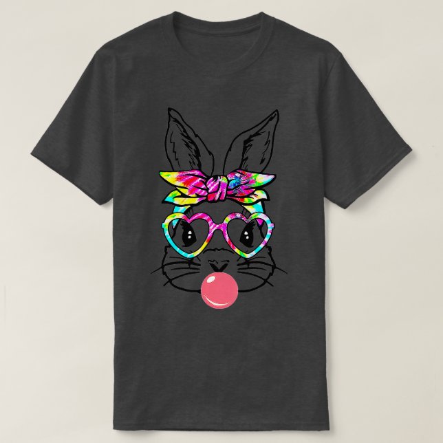 Cute Bunny With Bandanna Heart Glasses Bubblegum E T-Shirt (Design Front)