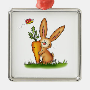Cute Bunny with Carrot by Gerda Steiner/Send2smile Metal Tree Decoration