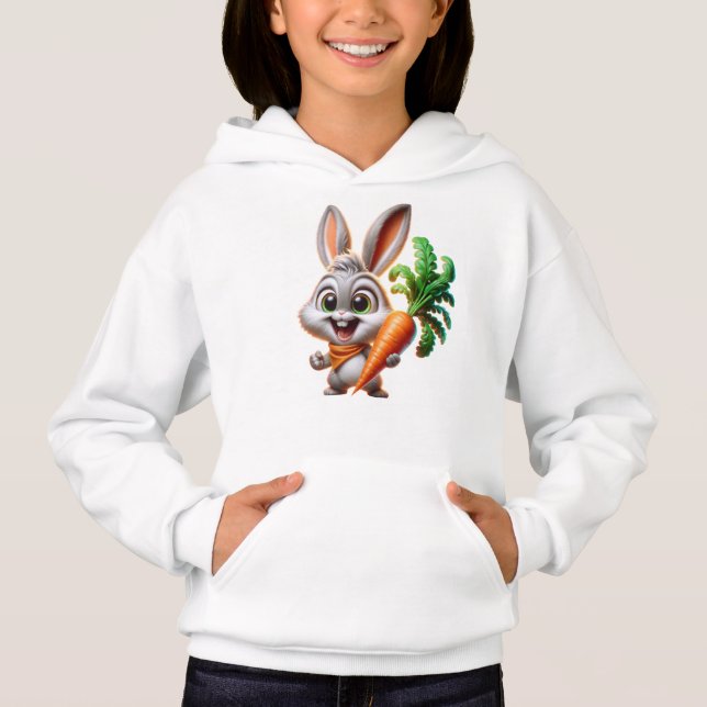 Cute Bunny With Carrot Happy Art (Front)