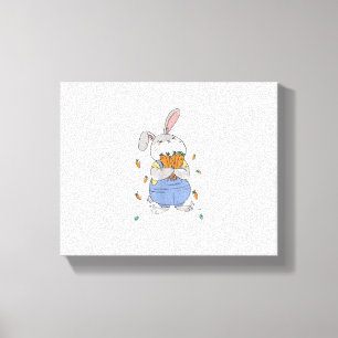 Cute Bunny With Carrots Easter Rabbit Bunnies Ador Canvas Print