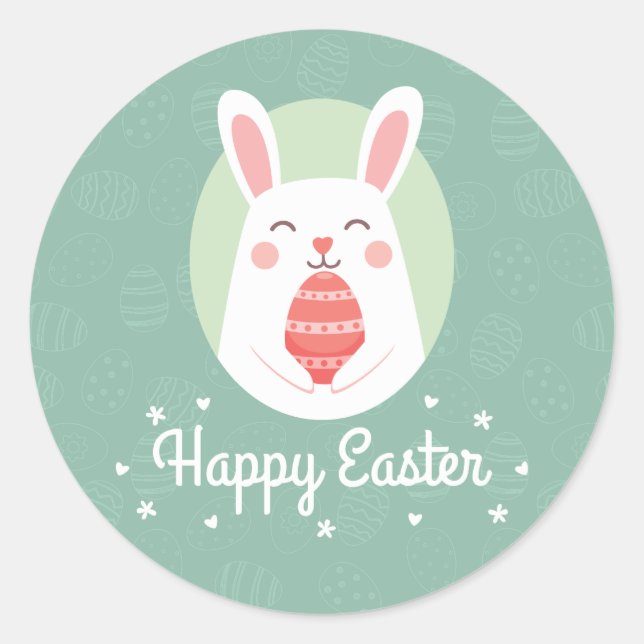 Cute Bunny with Easter Egg | Sticker Seal (Front)