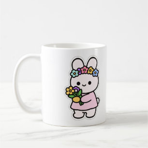 Cute Bunny with Flower Crown Spring Easter Coffee Mug
