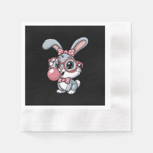 Cute Bunny with Glasses Blowing Bubble Gum Napkin