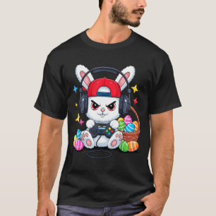 Cute bunny with headphones gaming easter T-Shirt