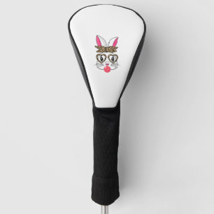 Cute Bunny With Leopard Bandana Heart Glasses East Golf Head Cover