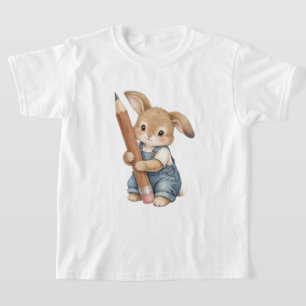 Cute Bunny with Pencil Back to School Kids T-Shirt