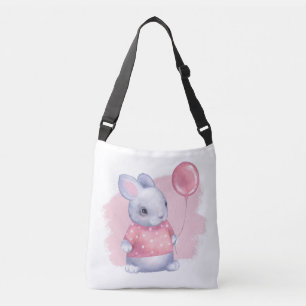 Cute Bunny with Pink Balloon Crossbody Bag