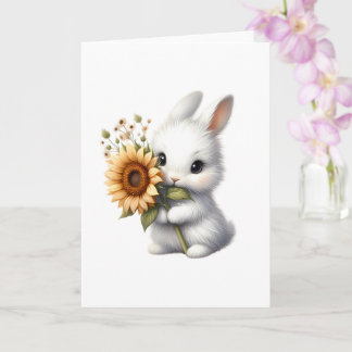Cute Bunny with Sunflower All-Occasion Greeting Card