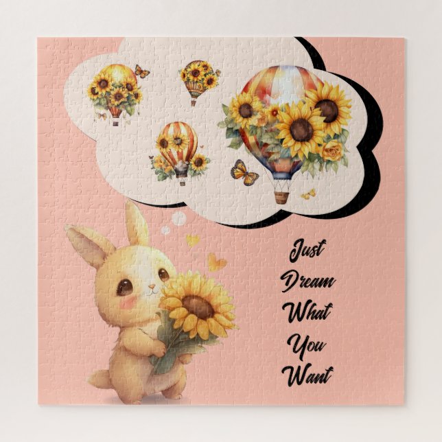 Cute Bunny With Sunflower Puzzle (Vertical)