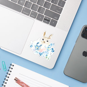 Cute Bunny with watercolor flowers