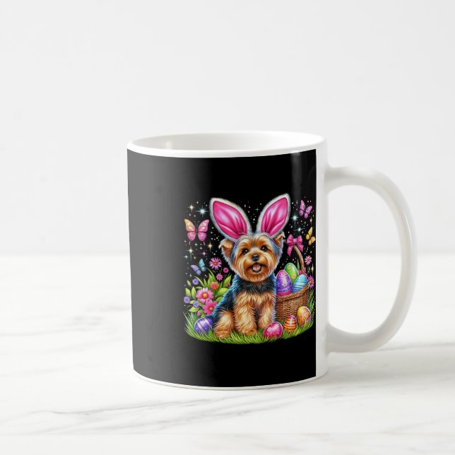 Cute Bunny Yorkshire Terrier Dog Easter Eggs Sket  Coffee Mug (Right)