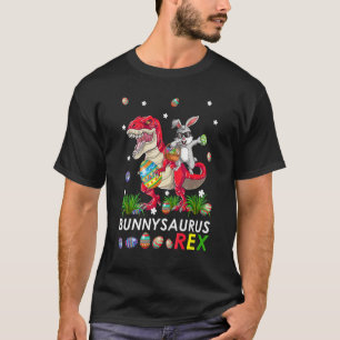 Cute Bunnysaurus Rex T Rex Dino & Dabbing Rabbit E T-Shirt