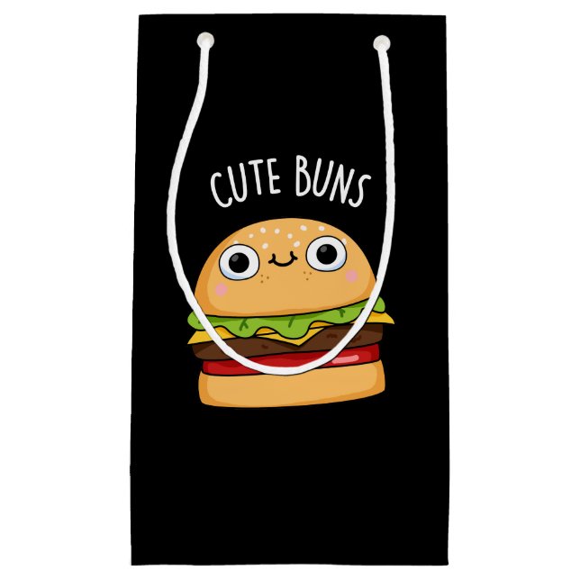 Cute Buns Funny Burger Pun Dark BG Small Gift Bag (Front)