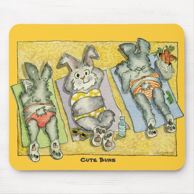Cute Buns (on the beach) Mousepad (Front)