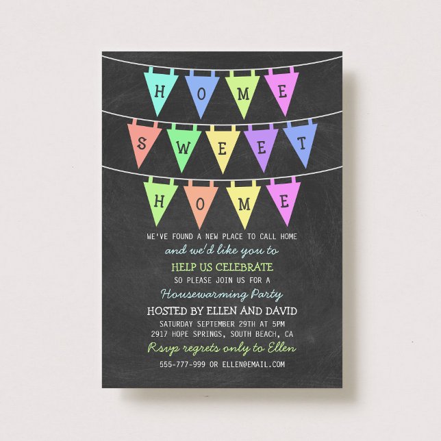 Cute Bunting Banners Home Sweet Home Housewarming Invitation (Creator Uploaded)