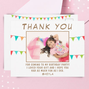 Cute Bunting Flag Birthday Photo Thank you Postcard