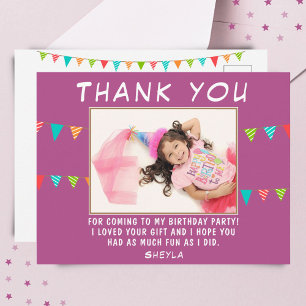 Cute Bunting Flag Birthday Photo Thank you Postcard