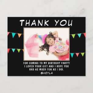 Cute Bunting Flag Birthday Photo Thank you Postcard