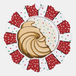 Cute Buon Natale Christmas Cookie Red White Stripe Tree Decoration Card