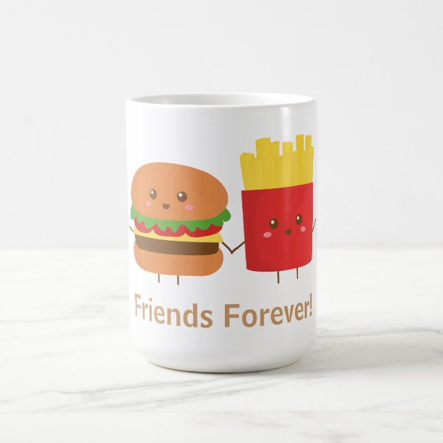 Cute Burger and Fries, Friends Forever Coffee Mug (Center)