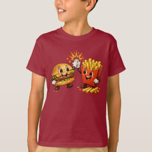 Cute Burger and Fries High Five Kawaii Art T-Shirt