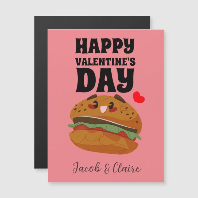 cute burger, Happy valentine personalise name (Front/Back)