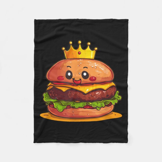 Cute Burger With Crown And Kingdom Costume  Fleece Blanket (Front)