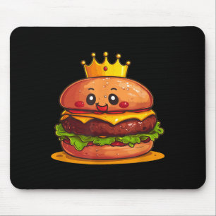 Cute Burger With Crown And Kingdom Costume  Mouse Pad