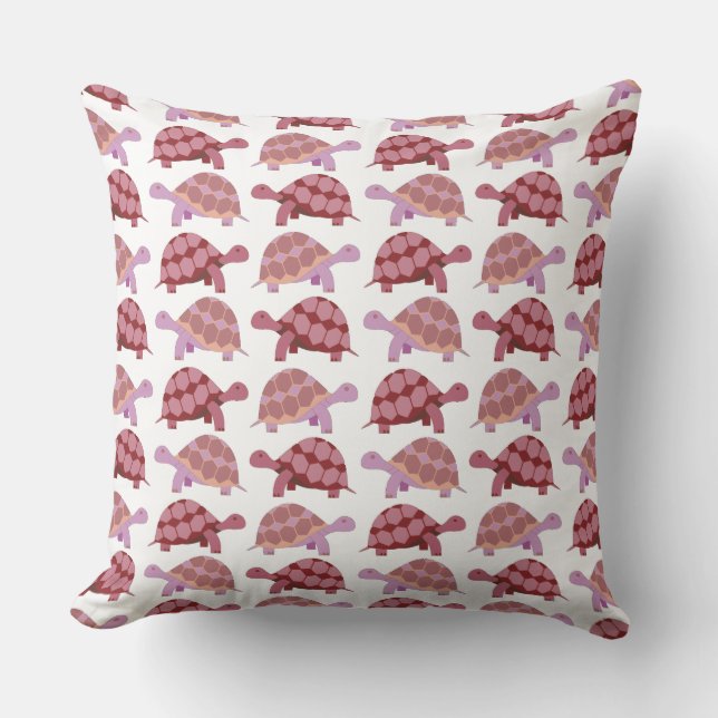 Cute Burgundy Cartoon Tortoise Pattern Cushion (Front)