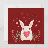 Cute Burgundy Valentine's Day Bunny