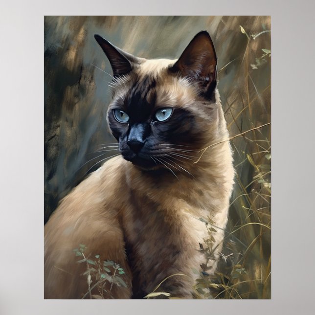 Cute Burmese Cat Art Print Poster (Front)