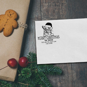 Cute Burmilla Cat Return Address Christmas  Rubber Stamp