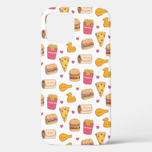 Cute Burrito Pizza Sandwich Burger Fries Pattern iPhone 12 Case
