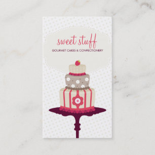 CUTE BUSINESS CARD sweet cake bakery red gold