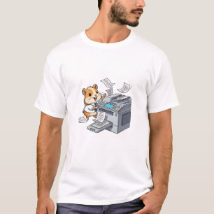 Cute Business Hamster in Tie Operating Copy T-Shirt