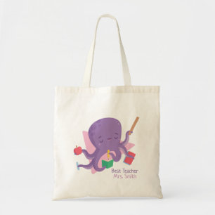 Cute Busy Octopus Best Teacher Personalised Tote Bag