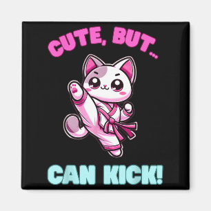 Cute But Can Kick Taekwondo Cat Funny Girls Karate Magnet