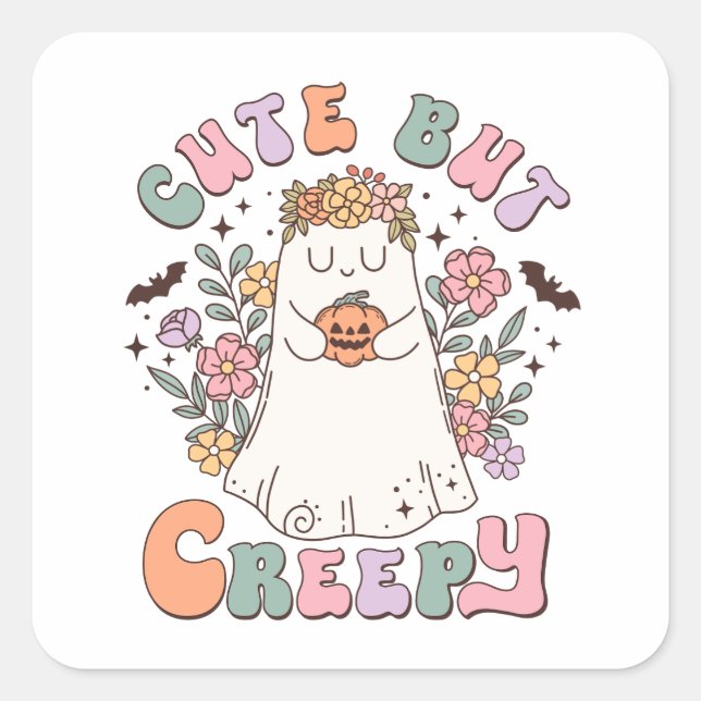 Cute But Creepy Halloween Square Sticker (Front)