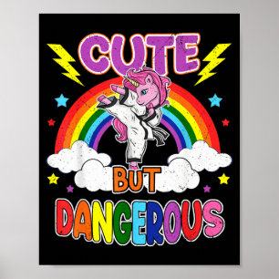 Cute but Dangerous Karate Taekwondo Unicorn Girl Poster