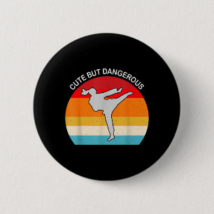Cute But Dangerous Martial Arts Kick Silhouette 6 Cm Round Badge