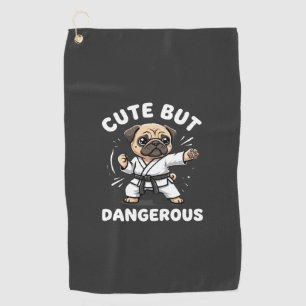 Cute But Dangerous Pug Dog Karate Golf Towel