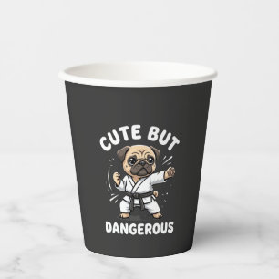 Cute But Dangerous Pug Dog Karate Paper Cups