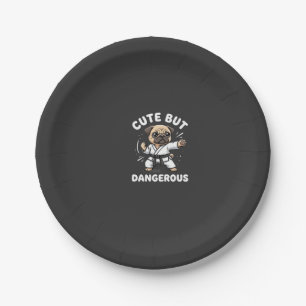 Cute But Dangerous Pug Dog Karate Paper Plate