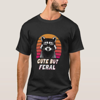 Cute But Feral Boy Racoon Kids Funny Animal Raccoo T-Shirt