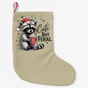 Cute But Feral Christmas Racoon Cute Animal Xmas Small Christmas Stocking