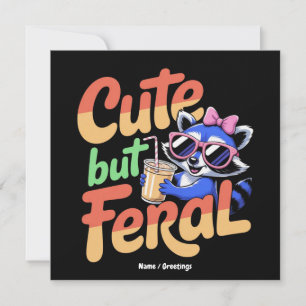 Cute But Feral Funny Adorable Racoon Retro Vacay Invitation